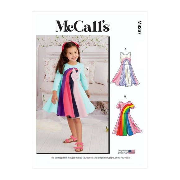 McCall's M8267 Girls 2 to 6 Knit Dresses in 3 styles Uncut Sewing Pattern New - Picture 2 of 8